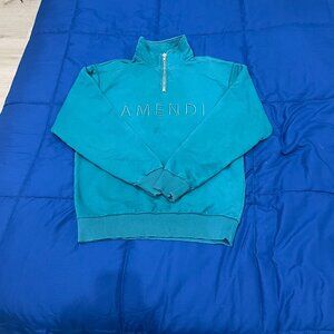 Amendi Quarter-Zip Sweatshirt - Size Medium - Turquoise/Teal